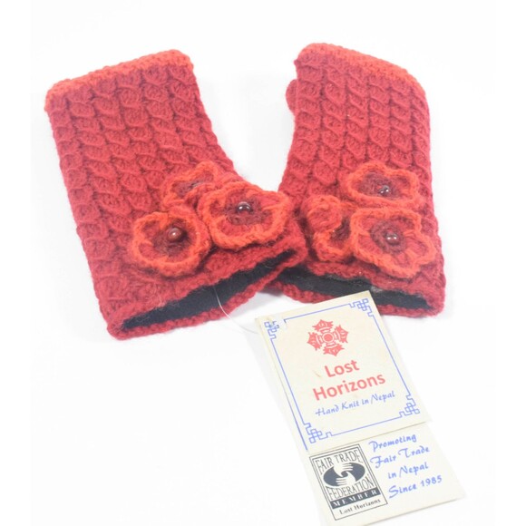 NWT Lost Horizons Nepal Wool Beanie & Finger-less Gloves Set Handmade in Nepal - Picture 5 of 7